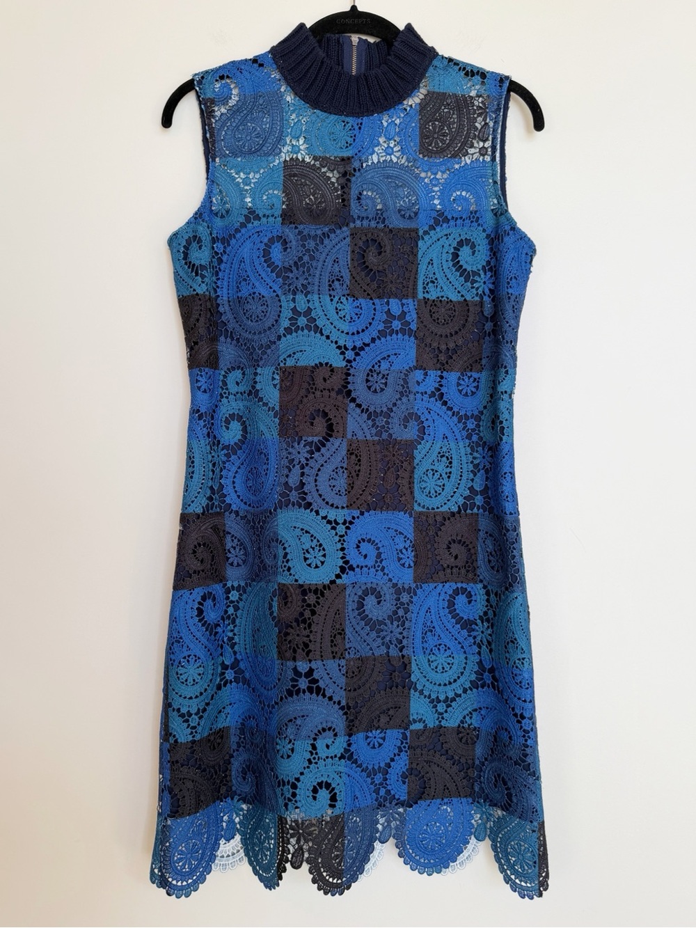 Sea New York Paisley Checkered Crochet Lace Dress Size 2